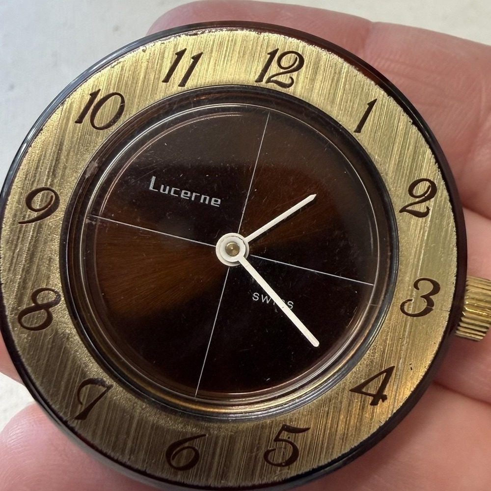 Vintage Round Lucerne Acrylic Case 41mm Manual Wind Swiss Watch Face - READ